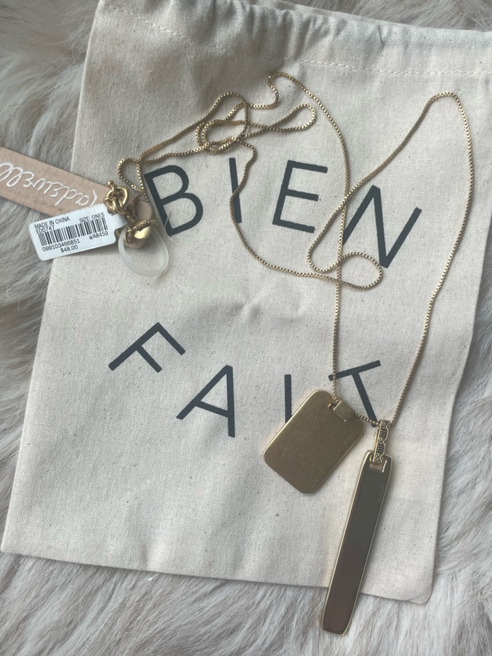 Madewell Gold Tone Double Pendant Necklace - Picture 2 of 3